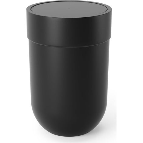 Touch Poubelle Salle de Bain, 6L, Couvercle Bascule, Noir (1/5)