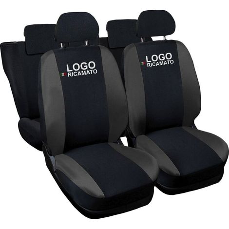 Lupex shop - Coprisedili Auto Compatibili per Golf, Made In Italy, set di copri sedili anteriori e posteriori, tessuto poliestere, colore - Nero / Grigio Scuro