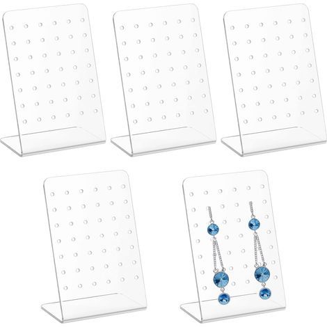 CCYKXA Pcs Jewelry Display Stand, Jewelry Display, L-Shaped Acrylic Earring Display Stands with 72 Holes, Women's Jewelry Holder, Earring Storage Rack (Transparent)