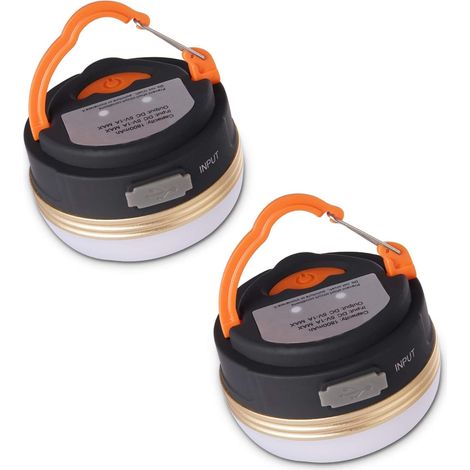MINKUROW Lanterna Da Campeggio [Confezione Da 2] Luci Per Tenda A Batteria Ricaricabile, Resistente All'acqua, Base Magnetica, 3 Modalità Di Illuminazione Con Cavo Usb Per Campeggio, Lavoro, Caccia, T (1/5)