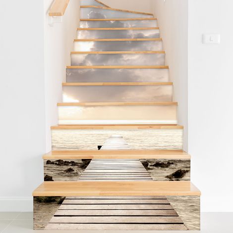 Stickers contremarches escalier - Ponton - 100 cm x 150 cm - Adhésif BRILLANT (1/2)