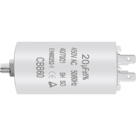 Condensateur de Démarrage, 20μF 450V, 50/60Hz, 100 x 41 mm (1/5)