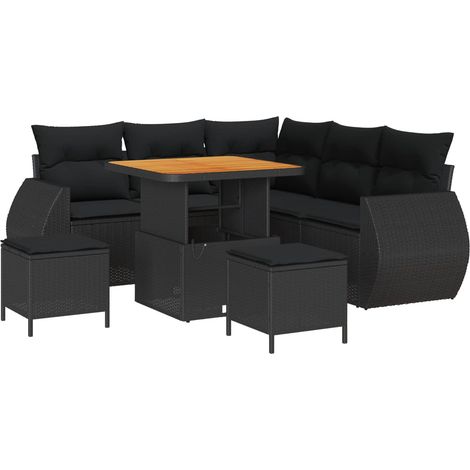 Maison Exclusive - Conjunto de sofás de jardín 8 pcs Negro ratán