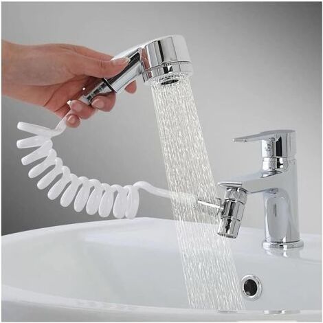 Easy-to-install universal hand shower for sinks, showers, and kitchen drains easy to install, attaches with bio-adhesive, practical and compact (1/5)