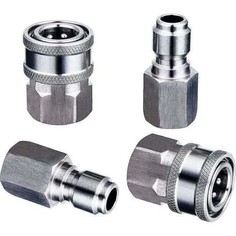 Pressure Washer Adapter 2 Sets 3/8 Inch Quick Connect Fittings Stainless Steel Pressure Washer Fittings Male And Female Power Washer Quick Disconne (1/4)