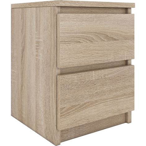 Hucoco – Table de chevet moderne 2 tiroirs – Dimensions 40x30x30 cm – Meuble d'appoint minimaliste – Parfaite pour chambre contemporaine (1/5)