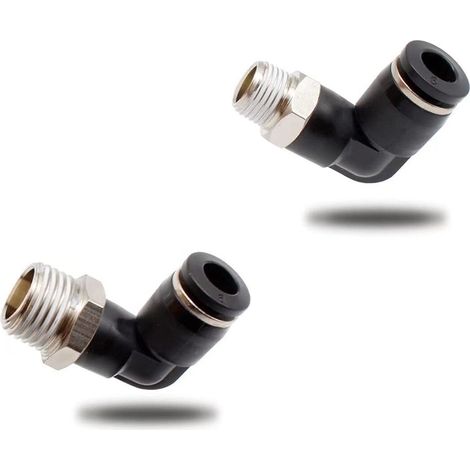 Connecteurs Pneumatiques Raccords Rapides à Filetage Mâle Coude Pneumatique Connecteur( 1 et 4") 2 Pièces 6mm Noir (1/5)