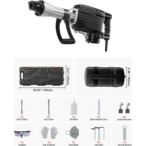 Marteau de démolition, 2800W de puissance, design ergonomique, 2800W 1PC (1/2)
