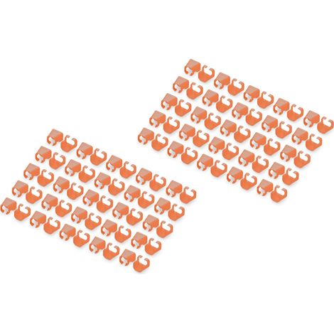 DIGITUS clip colorate per cavi patch RJ45 - organizzazione cromatica dei cavi di rete - 100 pezzi - per cavi LAN CAT 5e, CAT 6 e CAT 6A - AWG da 24/7 a 27/7 - Arancione (1/5)