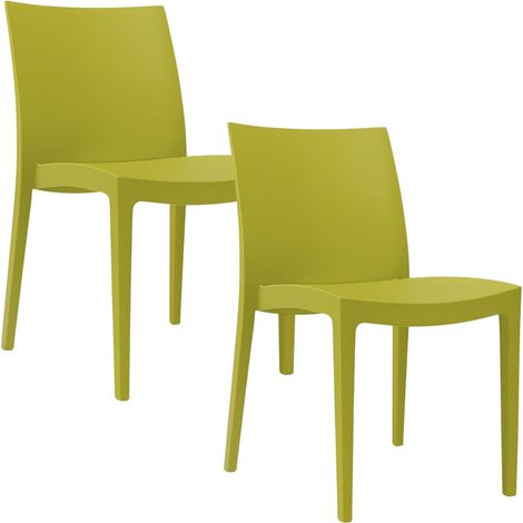 2 Sedie da giardino in polipropilene color Verde anice - Misura 49x51x80 cm - Sedia da esterno impilabile senza braccioli (1/5)