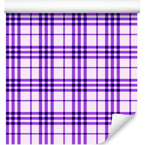 Papel pintado a cuadros morados y blancos, color lavanda, 50x1000 cm (1/5)