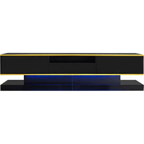 Moderner TV-Schrank mit drei Schubladen und einem offenen Fach - Hochglanz mit farbwechselnden LED-Leuchten, 1803845cm (1/5)