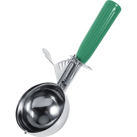 Cuillère à glace et fruits en acier inoxydable, manche plastique, ustensile de cuisine pratique, 6,5 cm, idéale pour desserts et pâtisserie. (1/5)