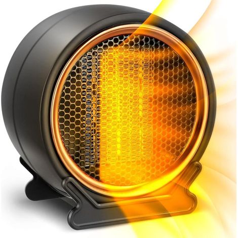 Radiateur Soufflant électrique Portable, 1200W Chauffage Soufflant Electrique, PTC Chauffage d'appoint, 2 Réglages de Chaleur, économie d'énergie, Protection Contre la Surchauffe (Noir)