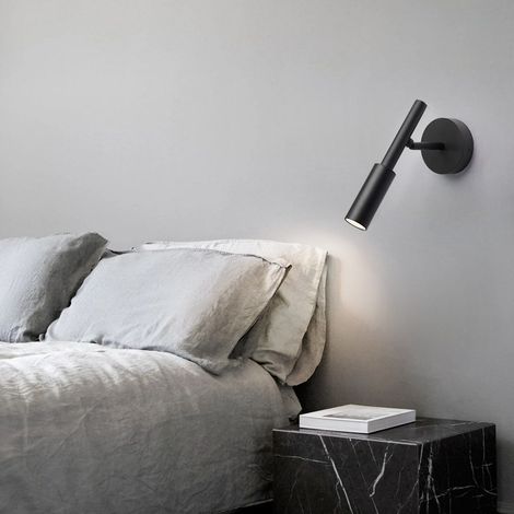 5W LED Wandlampe Spot 350° Verstellbare Wandleuchte Schwarz Innen Wandspot Dreifarbiges variables Licht