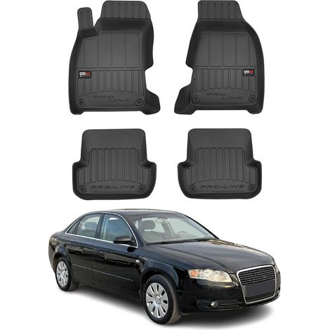 OMAC Tapis de Sol Caoutchouc Compatible avec Audi A4 B7 Berline Break 2004-08 Noir Premium
