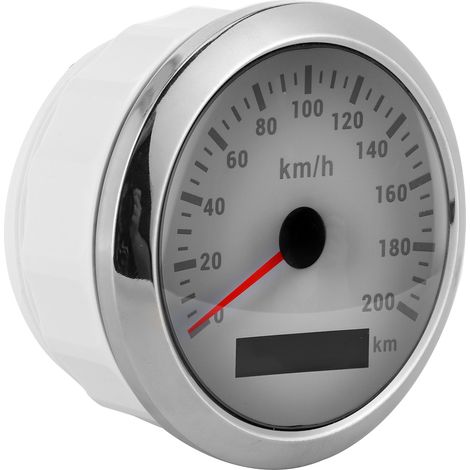 Compteur GPS 85mm 200km/h Odomètre Étanche Bateau Voiture Yacht Moto Cadran Blanc (1/5)