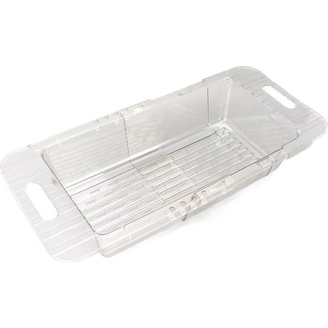 Obst- und Gemüsesieb für die Spüle, teleskopierbarer Abtropfkorb aus transparentem PET, modernes minimalistisches Design (1/5)