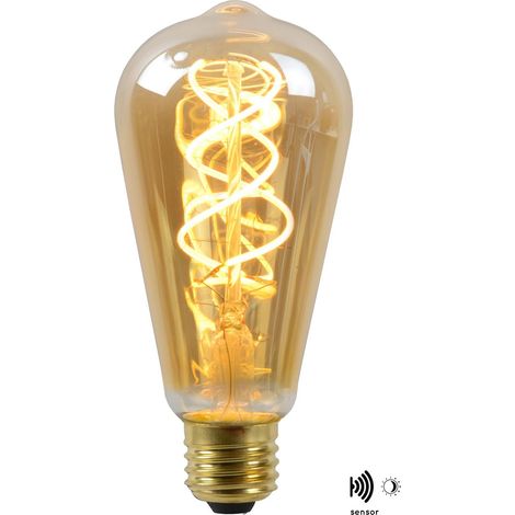 Lucide ST64 TWILIGHT SENSOR - Glühfadenlampe - Ø 6,4 cm - LED - E27 - 1x4W 2200K - Tag/Nacht-Sensor - Amber (1/4)