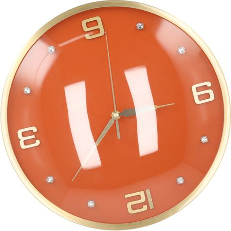 Horloge murale ronde nordique en cuivre massif, idéale pour le salon, la cuisine ou le bureau. JY-81027 Orange L (1/5)