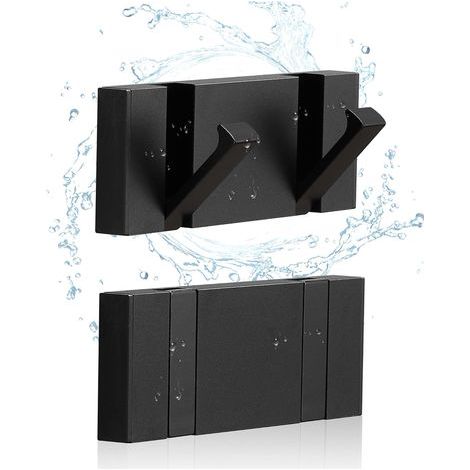 Set mit 2 schwarzen, wasserdichten Handtuchhaken, faltbare Badezimmer-Handtuchhaken, moderne Haken (1/4)