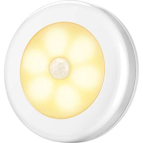 Veilleuse LED blanche à lumière blanc chaud, détecteur de mouvement et crépuscule, sans fil - pour chambre, couloir et placard (1/5)