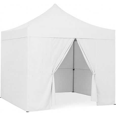 Gazebo 3x4,5 completo colore bianco con 4 pareti laterali e chiusura (1/4)