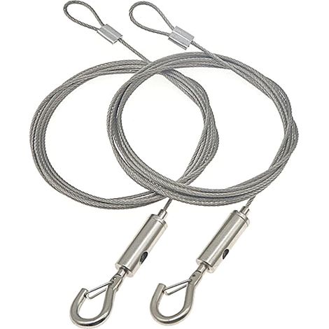 ZOLGINAH, 2 uds., Cable de acero inoxidable, Cable colgante ajustable de 2m × 1,5mm para colgar letreros, ropa, luces, fotos, cortinas (carga máxima 30KG) (1/4)