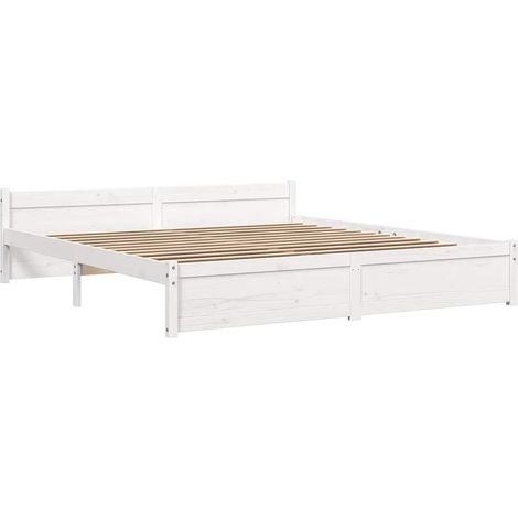 vidaXL Cadre de lit sans matelas blanc bois massif 180x200 cm (1/5)