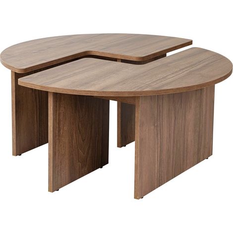 Table basse ronde modulable effet Noyer Ø90 cm - Alora