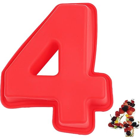 Number 4 Cake Tins Mould, 3D Large Silicone Numbers Cake Molds, DIY Baking Cake Forms, Non-Stick Cake Pans for Birthday and Anniversary (1/5)