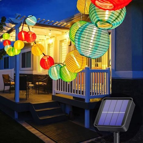 20 lanternes solaires, guirlande lumineuse extérieure étanche, multicolore avec 2 modes, pour jardin et terrasse