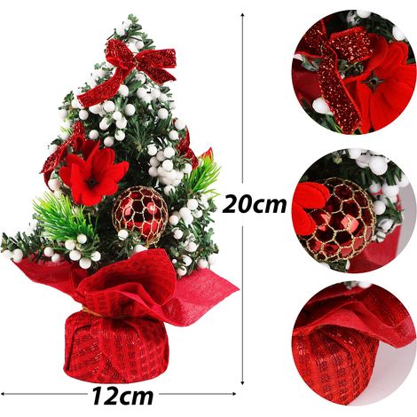 Lot de 3 petits sapins de Noël artificiels. Sapins de Noël pour décorer la table et le bureau pendant les fêtes. (1/5)