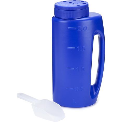 Épandeur à Main 2L Bleu avec Bec Réglable – Semoir Manuel pour Graines, Engrais, Sel de Déneigement ou Granulés – avec Pelle Incluse (1/5)