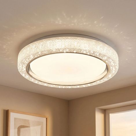 Deckenleuchte Deckenlampe Esszimmerlampe LED CCT mit Kristallen, Metall Kunststoff, 1x LED 24 Watt 1600 Lumen warmweiß-kaltweiß, D 40 cm (1/5)