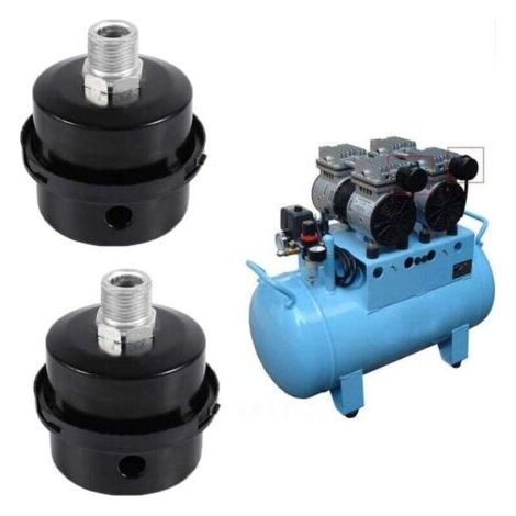 2 Pieces Metal Air Compressor Filter, 1/2" 20MM Air Compressor Muffler, Air Compressor Silencer Filter, Air Compressor Intake Filter, for Oil-Free Air Compressor (1/4)