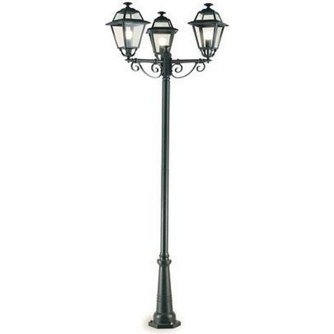 Lampione Esterno Contemporaneo 250Cm Elegance Alluminio Vetro Grigio 3 Luci E27 (1/5)