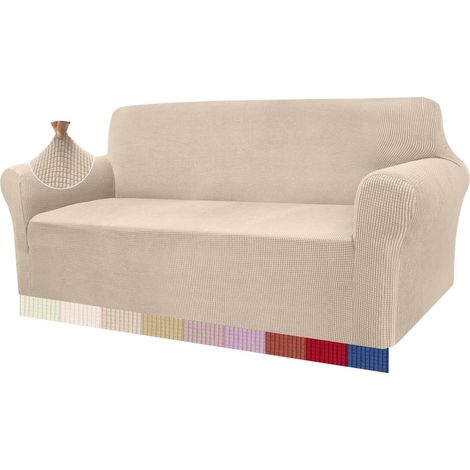 Housse de canapé Moderne en Tissu Jacquard élastique pour Le Salon Protection pour Chiens et Animaux domestiques (3 Places, Beige) (1/5)