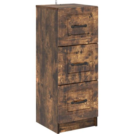 Drawer Cabinet Smoked Oak 33 x 34.5 x 87 cm Engineered Wood vidaXL