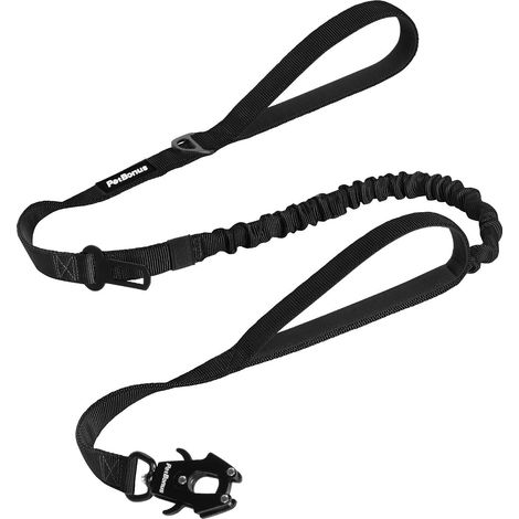 Laisse pour chien avec amortisseur et double poignée, longe résistante avec attache rapide pour voiture (1/5)