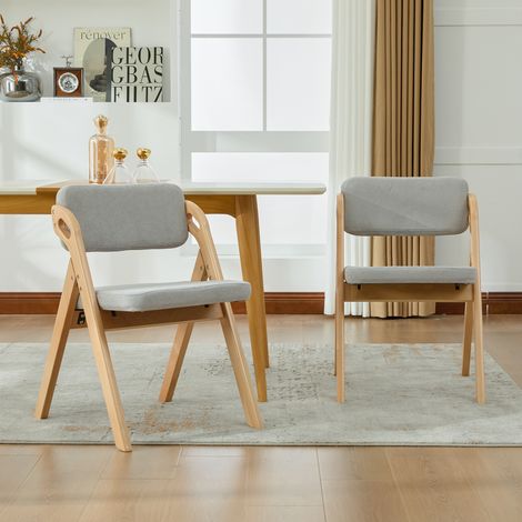 Chaises pliantes en bois massif (hêtre) avec assise rembourrée, lot de 2 chaises de salle à manger empilables, idéales pour cuisine, bureau, mariage, fête, pique-nique. (1/5)