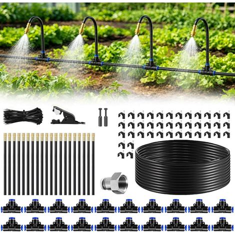 20M Drip Irrigation Kit, 360° Adjustable Drip Irrigation System with 20 Adjustable Nozzles Automatic Garden Watering for Agriculture, Lawn, Greenhouse (1/5)