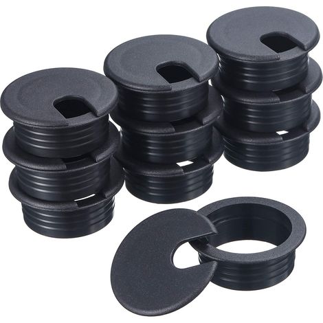 10 Packs Noir (38 mm / 1,5 Pouce de Diamètre du Trou de Montage) Cordon de Passe fil de Câble de Bureau, Cordon de Passe fil en Plastique de Bureau d'Ordinateur PC, Organisateurs de Couverture de Trou (1/5)