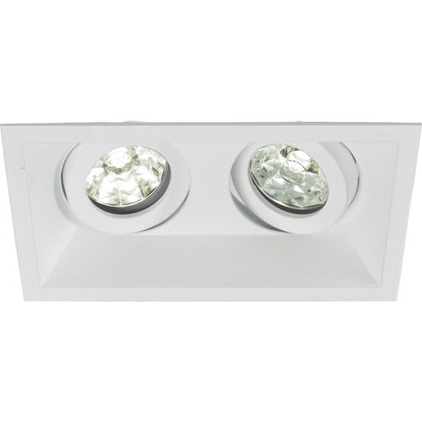 Spot DECO GU10 carré 2 têtes orientable, blanc mat IP20 - EUROPOLE - 27851 (1/4)