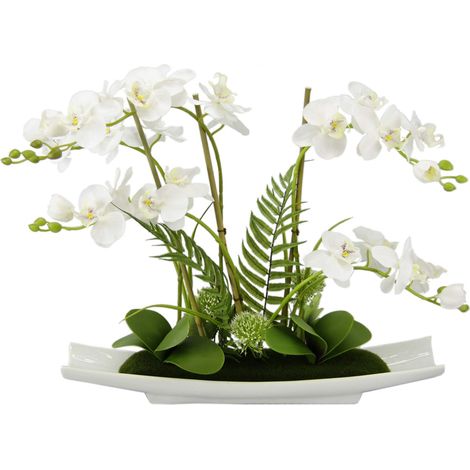 Fleur Artificielle Papillon orchidée 50 cm avec Feuilles et Racines aériennes dans Un Bol en céramique Fleur Artificielle Orchidée Phalaenopsis Plante Artificielle Décoration de Mariage Fleur en Soie (1/5)
