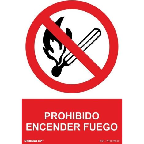 Señal de seguridad Prohibido Encender Fuego, con tintas UV SEKURECO                         100 x 150 mm                          ADHESIVOS DE VINILO (1/2)