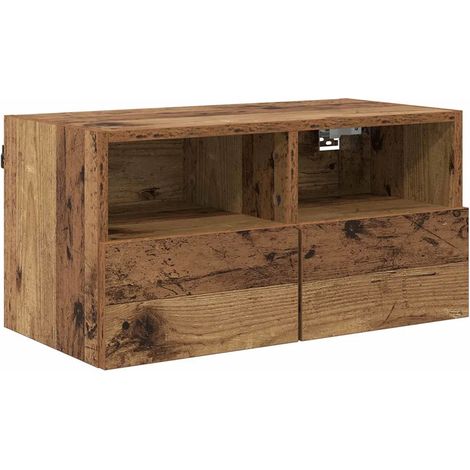Mueble de TV mural de diseño moderno con práctico espacio de almacenamiento 60 x 30 x 30 cm madera de ingeniería acabado envejecido 020052784 (1/5)