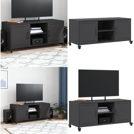 vidaXL Meuble TV noir 100,5x39x43,5 cm acier (1/5)