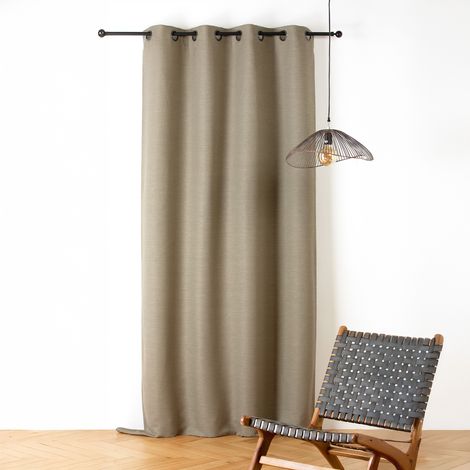 Rideau phonique coton et chanvre tressage naturel Vert 140x240 cm