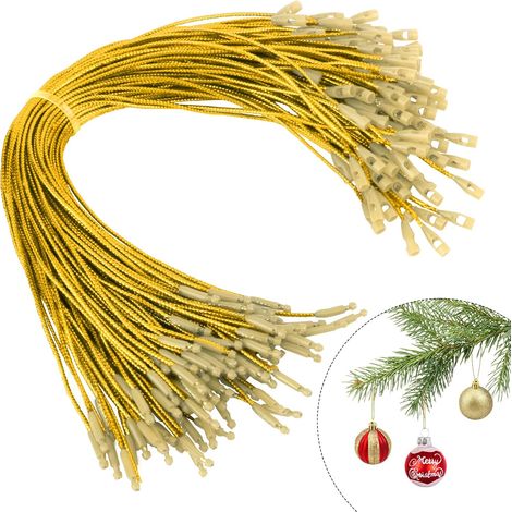 100er-Pack vorgeschnittene Weihnachtsschmuck-Haken, Goldschnur, Bandaufhänger für Weihnachtsschmuck mit Schnappverschluss (1/5)